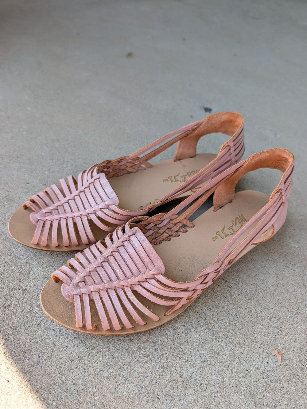 🩷 Vintage 90's West 31st Chita Genuine Leather Braided Huarache Sandals, Pink 7